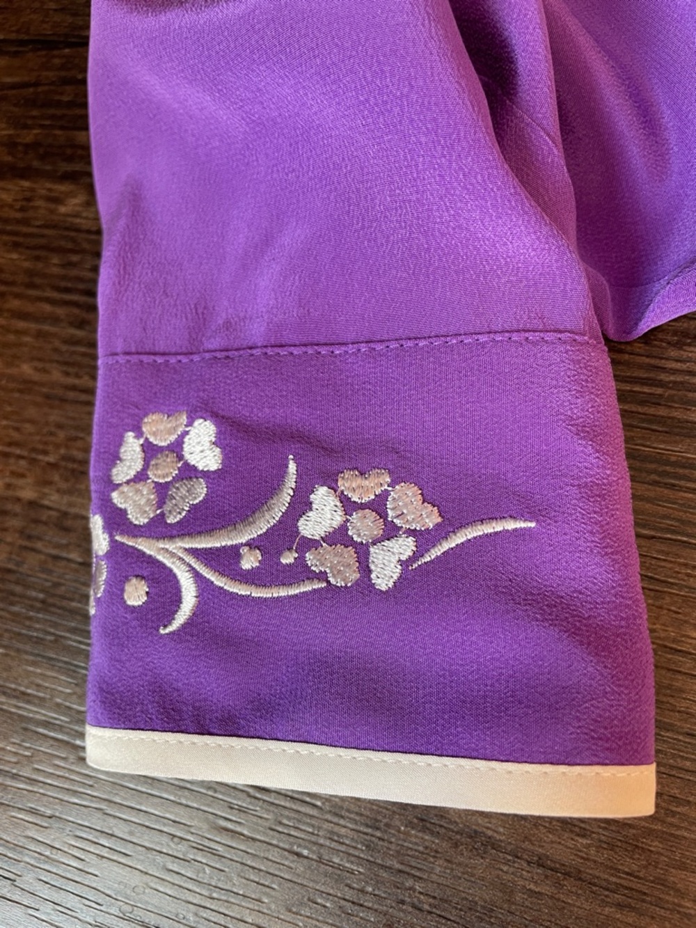 NWT Bob Mackie Purple Button-Down White Embroidered Floral Tunic Mandarin Collar - Picture 7 of 10